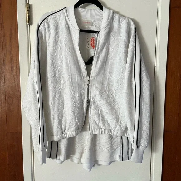 Free People Movement Embroidered Terry Jacket and Short Set